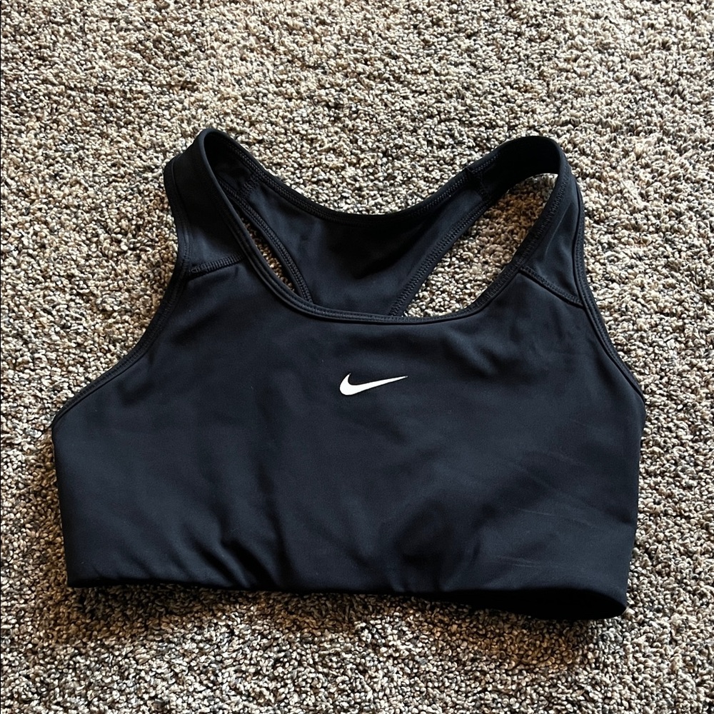 Nike Women's Black Sports Bra with White Logo